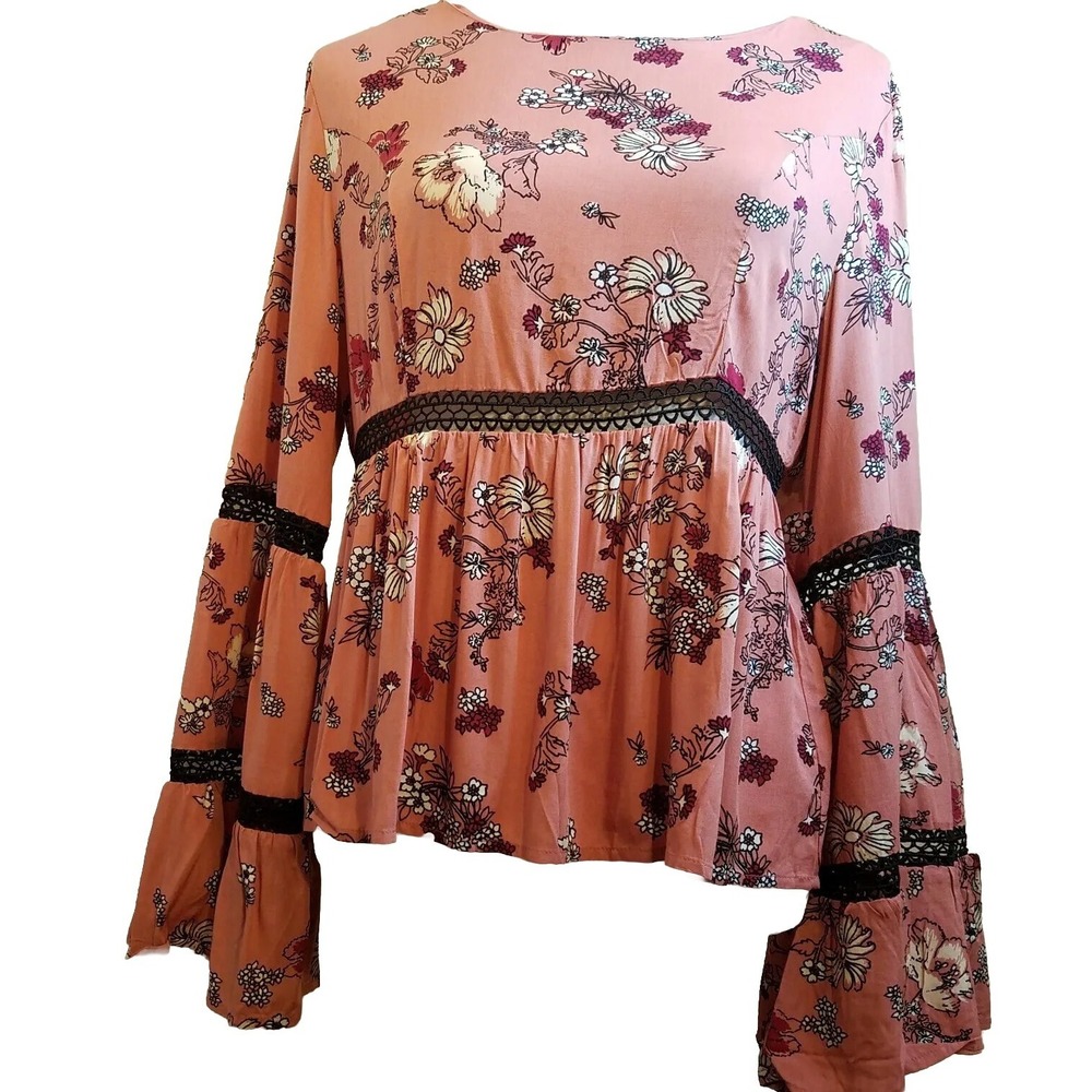Minkpink Womens Floral Fairy Top Sz Medium Peplum Boho Witchigoth Festival Flowy